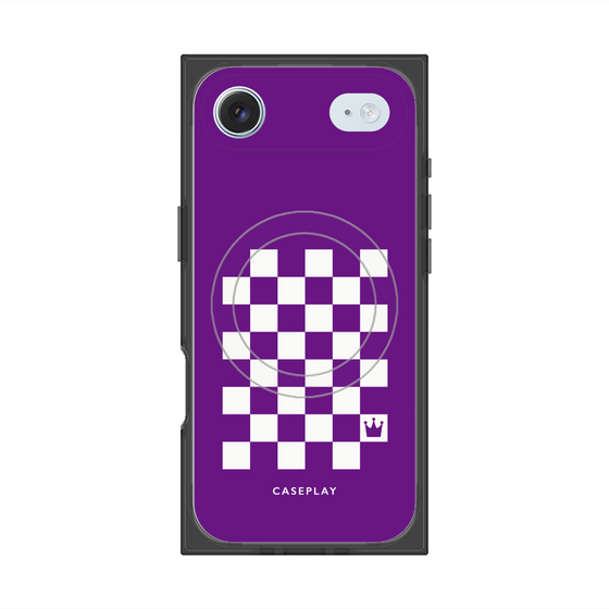 プレミアムスクエアケース with MagSafe［ Racing checkered flag Purple - レーシングチェッカーフラッグ パープル ］