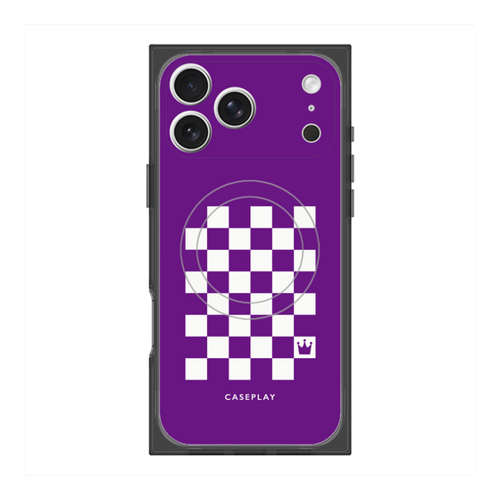 プレミアムスクエアケース with MagSafe［ Racing checkered flag Purple - レーシングチェッカーフラッグ パープル ］