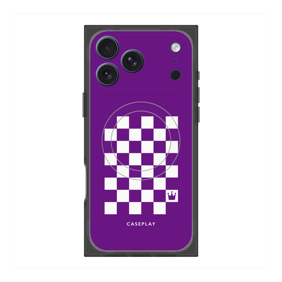 プレミアムスクエアケース with MagSafe［ Racing checkered flag Purple - レーシングチェッカーフラッグ パープル ］
