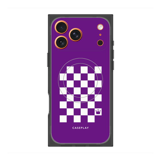 プレミアムスクエアケース with MagSafe［ Racing checkered flag Purple - レーシングチェッカーフラッグ パープル ］