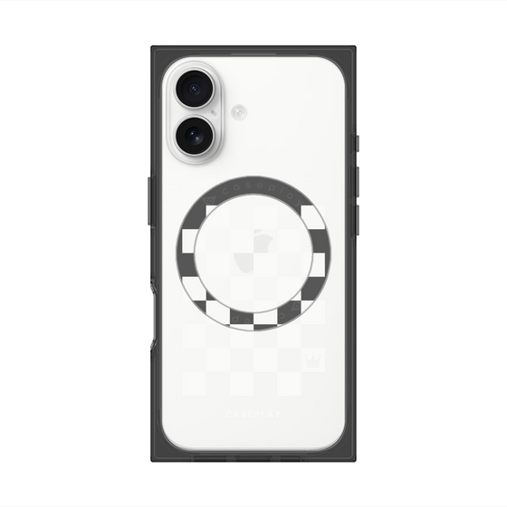 プレミアムスクエアケース with MagSafe［ Racing checkered flag White - レーシングチェッカーフラッグ ホワイト ］