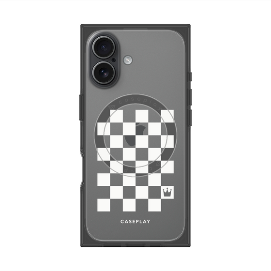 プレミアムスクエアケース with MagSafe［ Racing checkered flag White - レーシングチェッカーフラッグ ホワイト ］