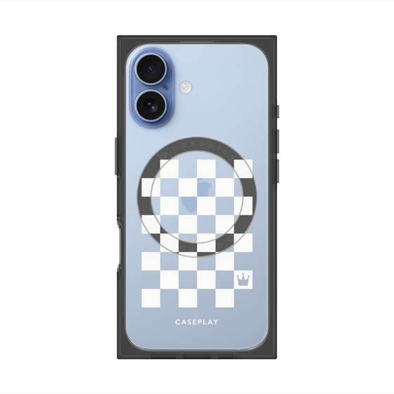プレミアムスクエアケース with MagSafe［ Racing checkered flag White - レーシングチェッカーフラッグ ホワイト ］