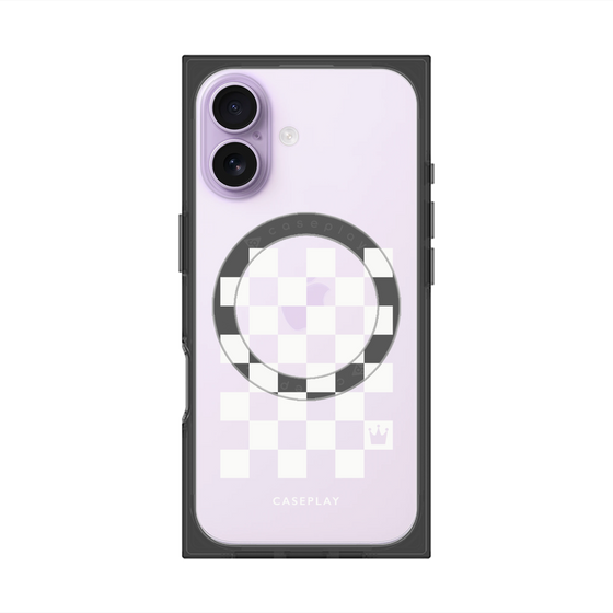 プレミアムスクエアケース with MagSafe［ Racing checkered flag White - レーシングチェッカーフラッグ ホワイト ］