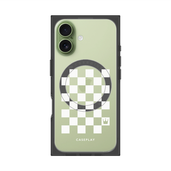 プレミアムスクエアケース with MagSafe［ Racing checkered flag White - レーシングチェッカーフラッグ ホワイト ］