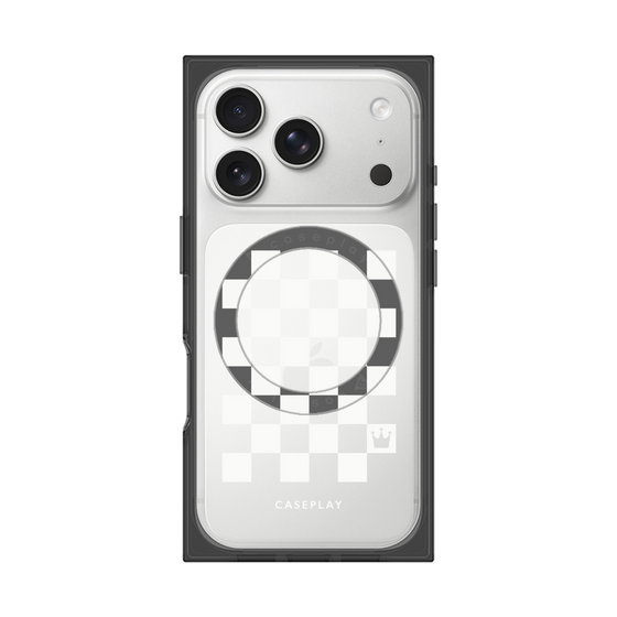 プレミアムスクエアケース with MagSafe［ Racing checkered flag White - レーシングチェッカーフラッグ ホワイト ］