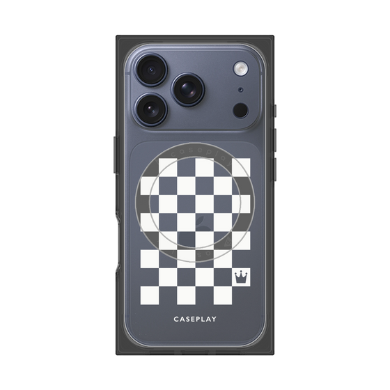 プレミアムスクエアケース with MagSafe［ Racing checkered flag White - レーシングチェッカーフラッグ ホワイト ］