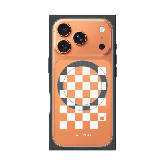 プレミアムスクエアケース with MagSafe［ Racing checkered flag White - レーシングチェッカーフラッグ ホワイト ］