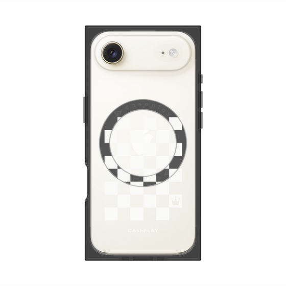 プレミアムスクエアケース with MagSafe［ Racing checkered flag White - レーシングチェッカーフラッグ ホワイト ］
