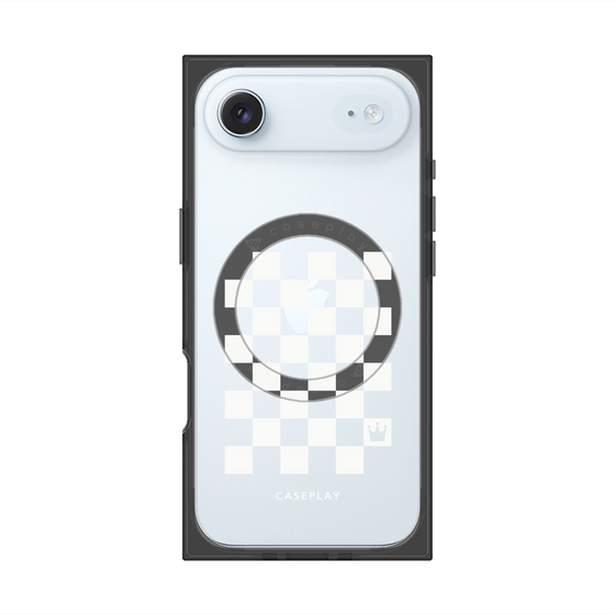 プレミアムスクエアケース with MagSafe［ Racing checkered flag White - レーシングチェッカーフラッグ ホワイト ］
