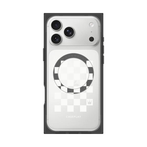 プレミアムスクエアケース with MagSafe［ Racing checkered flag White - レーシングチェッカーフラッグ ホワイト ］