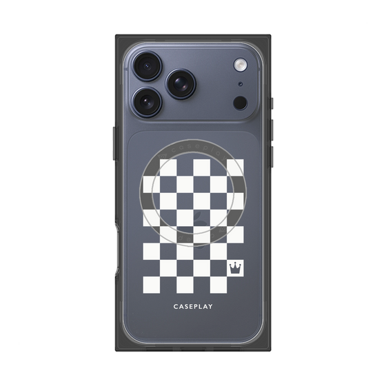 プレミアムスクエアケース with MagSafe［ Racing checkered flag White - レーシングチェッカーフラッグ ホワイト ］