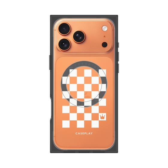 プレミアムスクエアケース with MagSafe［ Racing checkered flag White - レーシングチェッカーフラッグ ホワイト ］