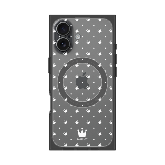 プレミアムスクエアケース with MagSafe［ CASEPLAY Crown dots White - ケースプレイ・クラウン・ドッツ ホワイト ］