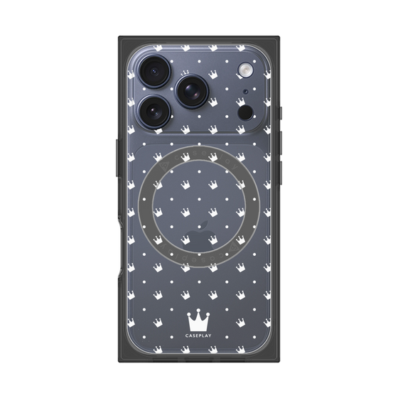 プレミアムスクエアケース with MagSafe［ CASEPLAY Crown dots White - ケースプレイ・クラウン・ドッツ ホワイト ］