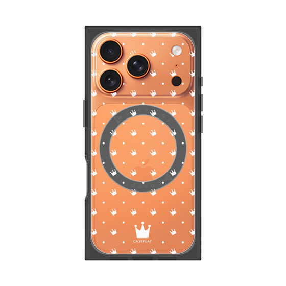 プレミアムスクエアケース with MagSafe［ CASEPLAY Crown dots White - ケースプレイ・クラウン・ドッツ ホワイト ］