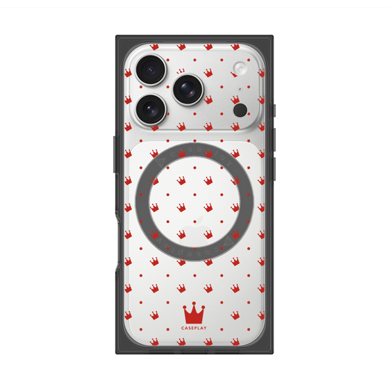 プレミアムスクエアケース with MagSafe［ CASEPLAY Crown dots Red - ケースプレイ・クラウン・ドッツ レッド ］