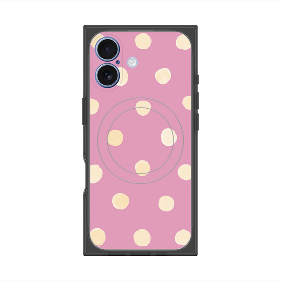 プレミアムスクエアケース with MagSafe［ 水彩ドット・レトロカラー - Pink ］