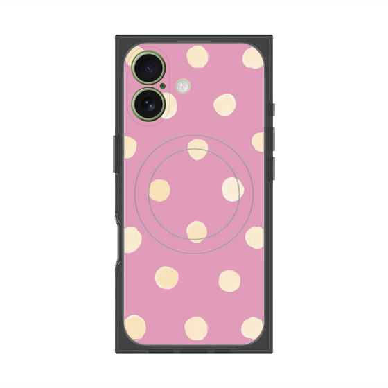 プレミアムスクエアケース with MagSafe［ 水彩ドット・レトロカラー - Pink ］