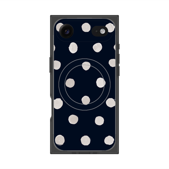 プレミアムスクエアケース with MagSafe［ 水彩ドット・レトロカラー - Navy ］