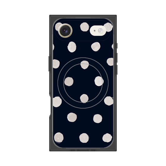 プレミアムスクエアケース with MagSafe［ 水彩ドット・レトロカラー - Navy ］