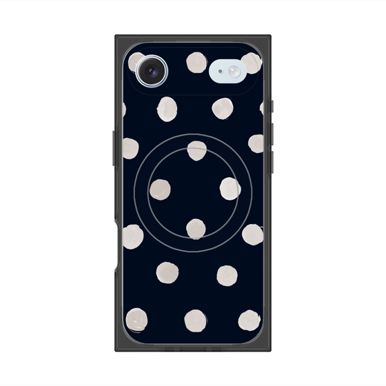 プレミアムスクエアケース with MagSafe［ 水彩ドット・レトロカラー - Navy ］