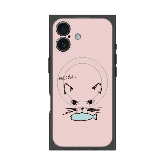 プレミアムスクエアケース with MagSafe［ 食いしん坊なねこ - Pink ］