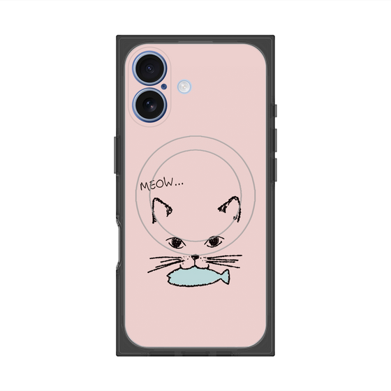 プレミアムスクエアケース with MagSafe［ 食いしん坊なねこ - Pink ］