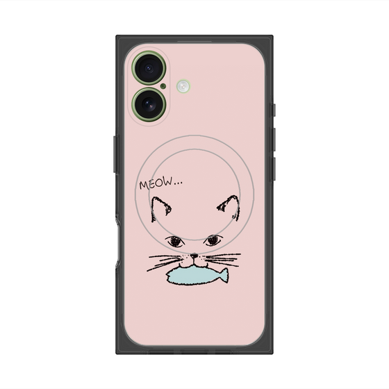 プレミアムスクエアケース with MagSafe［ 食いしん坊なねこ - Pink ］