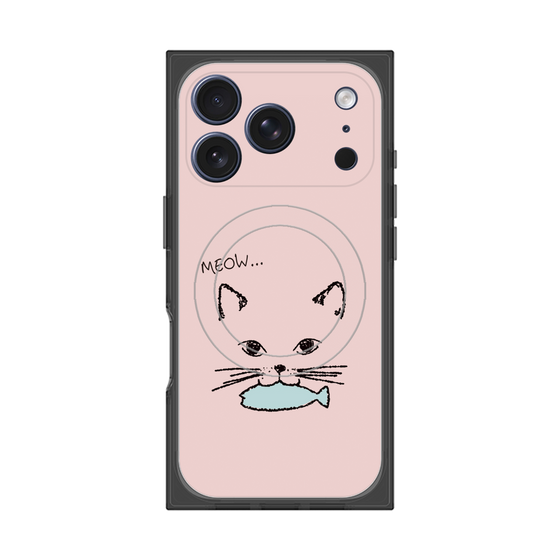 プレミアムスクエアケース with MagSafe［ 食いしん坊なねこ - Pink ］