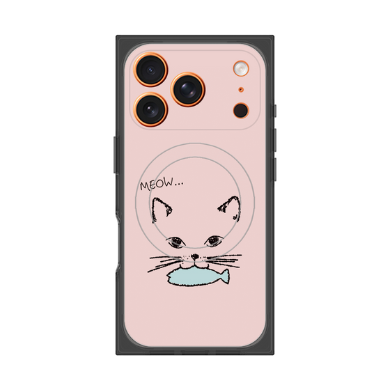 プレミアムスクエアケース with MagSafe［ 食いしん坊なねこ - Pink ］
