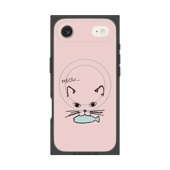 プレミアムスクエアケース with MagSafe［ 食いしん坊なねこ - Pink ］