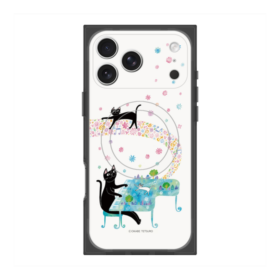 プレミアムスクエアケース with MagSafe［ おかべてつろう - 黒猫クロのとおりみち ］