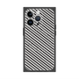 プレミアムスクエアケース with MagSafe［ Small Stripe - Gray × Black ］