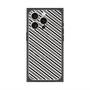 プレミアムスクエアケース with MagSafe［ Small Stripe - Gray × Black ］
