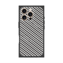 プレミアムスクエアケース with MagSafe［ Small Stripe - Gray × Black ］