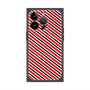 プレミアムスクエアケース with MagSafe［ Small Stripe - Red × Black ］