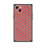 プレミアムスクエアケース with MagSafe［ Small Stripe - Red × Black ］