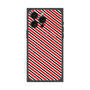 プレミアムスクエアケース with MagSafe［ Small Stripe - Red × Black ］