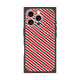 プレミアムスクエアケース with MagSafe［ Small Stripe - Red × Black ］
