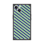 プレミアムスクエアケース with MagSafe［ Small Stripe - Navy × Green ］