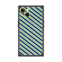 プレミアムスクエアケース with MagSafe［ Small Stripe - Navy × Green ］