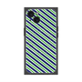 プレミアムスクエアケース with MagSafe［ Small Stripe - Navy × Green ］