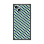 プレミアムスクエアケース with MagSafe［ Small Stripe - Navy × Green ］