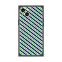 プレミアムスクエアケース with MagSafe［ Small Stripe - Navy × Green ］