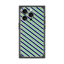 プレミアムスクエアケース with MagSafe［ Small Stripe - Navy × Green ］