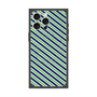 プレミアムスクエアケース with MagSafe［ Small Stripe - Navy × Green ］