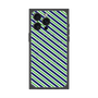 プレミアムスクエアケース with MagSafe［ Small Stripe - Navy × Green ］
