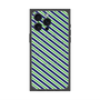 プレミアムスクエアケース with MagSafe［ Small Stripe - Navy × Green ］