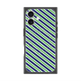 プレミアムスクエアケース with MagSafe［ Small Stripe - Navy × Green ］